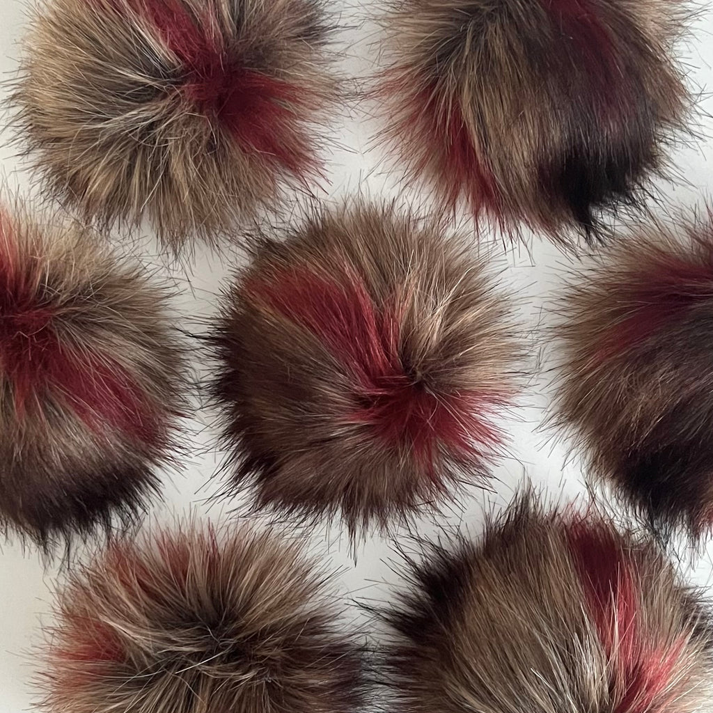 Dark cherry luxury faux fur pom pom