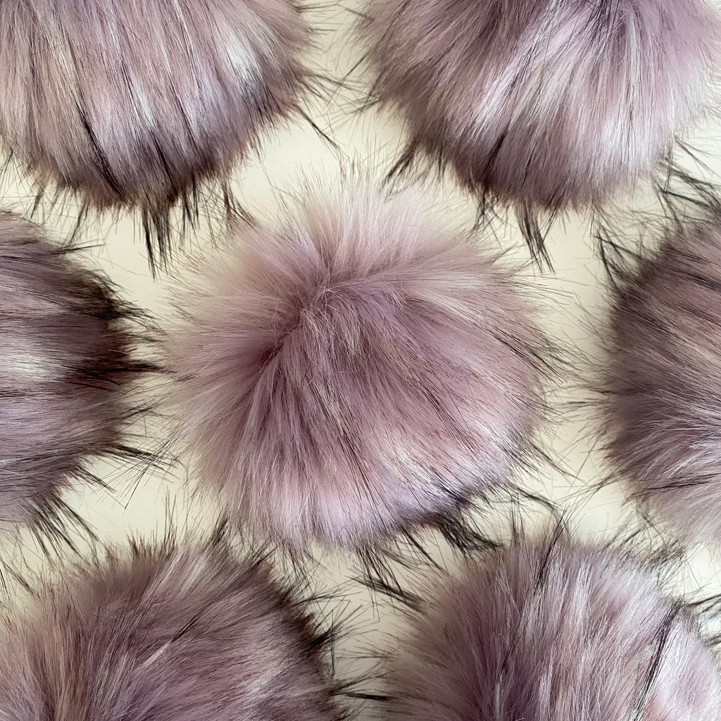 Lilac luxury faux fur pom pom