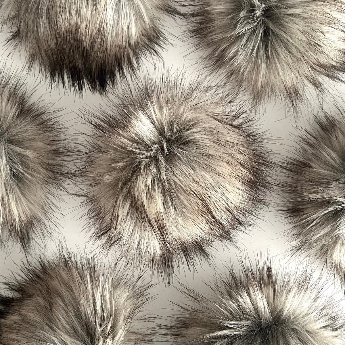 Faux Fur Pom Pom Birch Grey, Snap Closure – Wool and Company