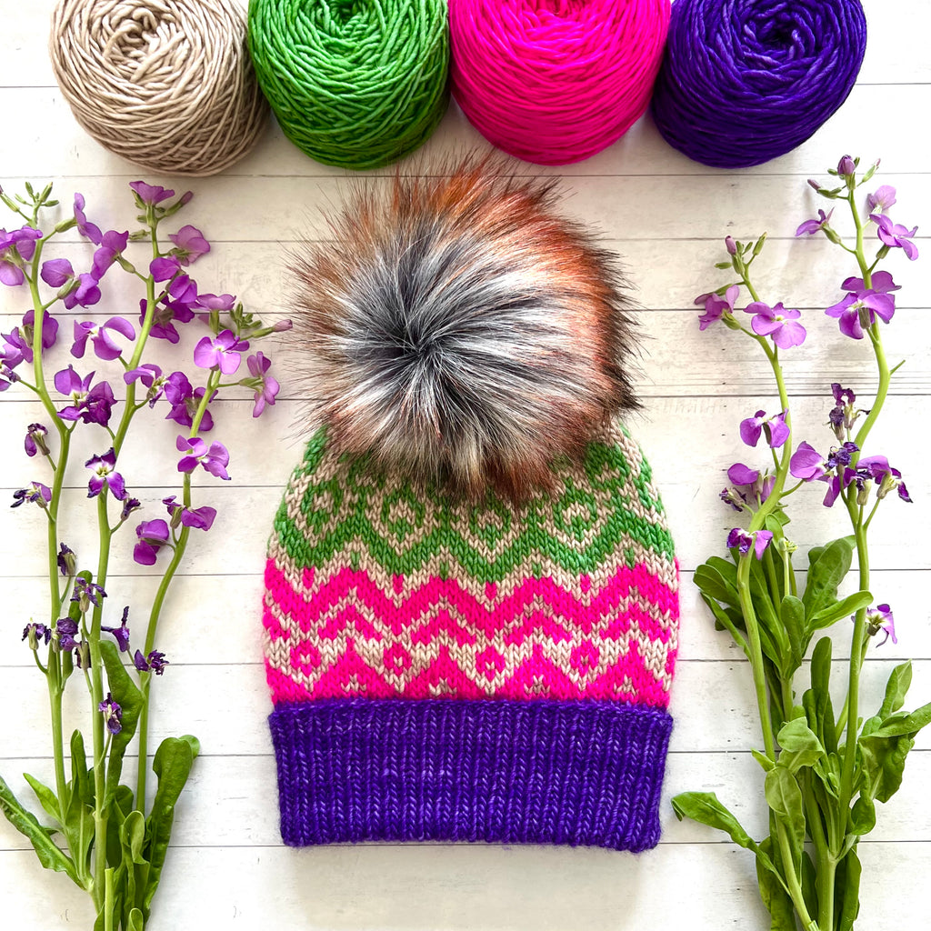 Technicolor beanie knitting pattern with malabrigo worsted yarn