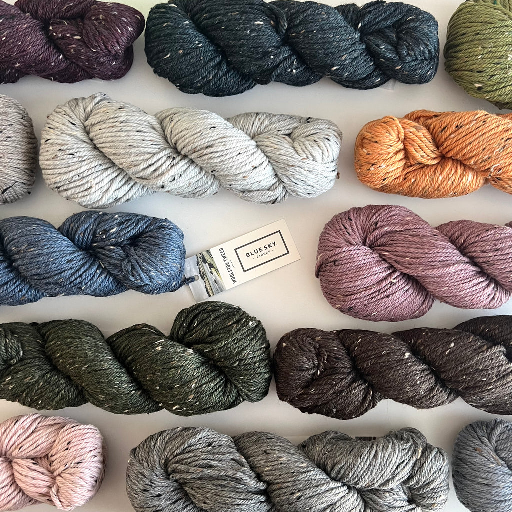 Blue sky fibers woolstok tweed worsted weight yarn in stock at three birds yarn studio