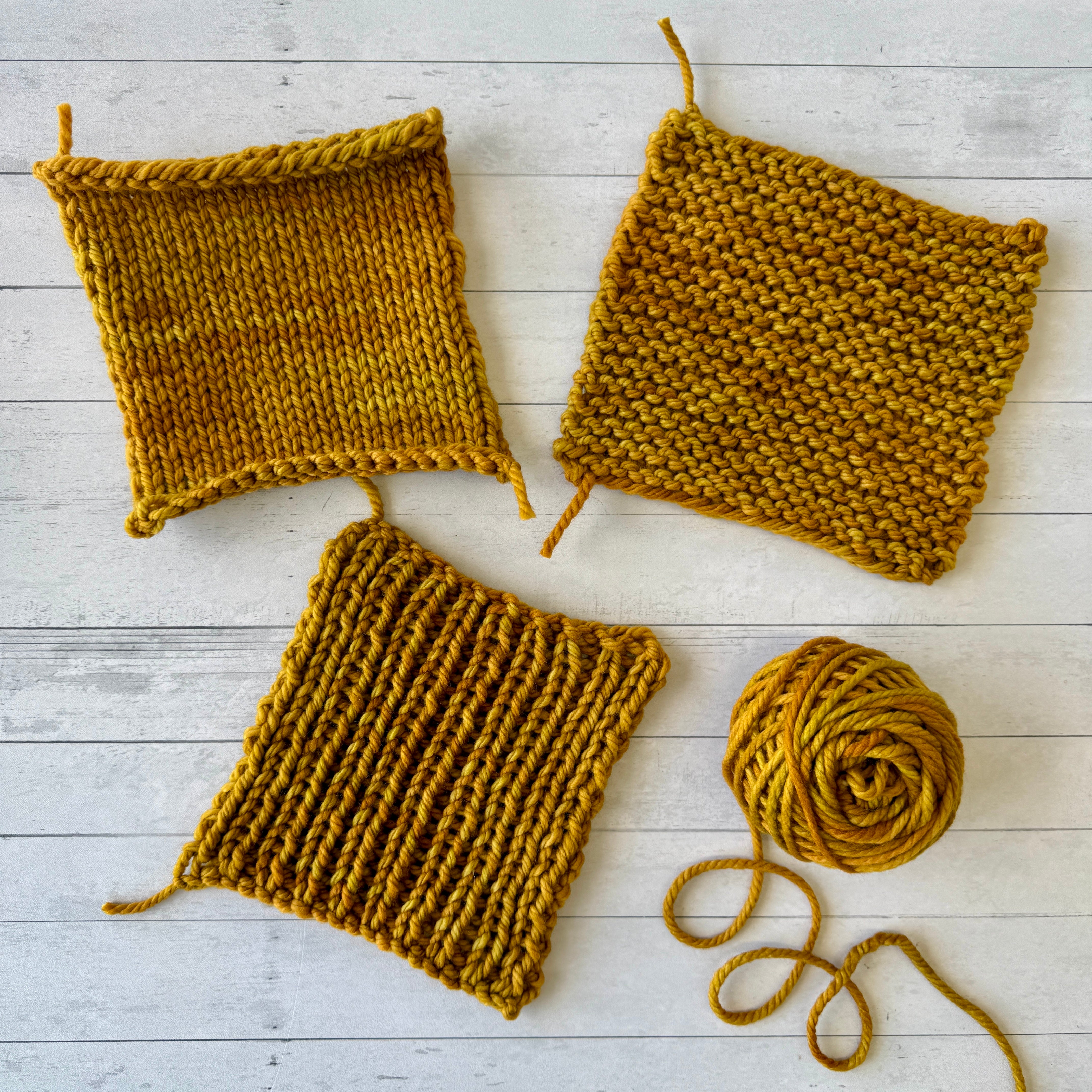 Learn to knit & purl with swatches - Beginner level (Tuesdays July 7, 14, & 21)