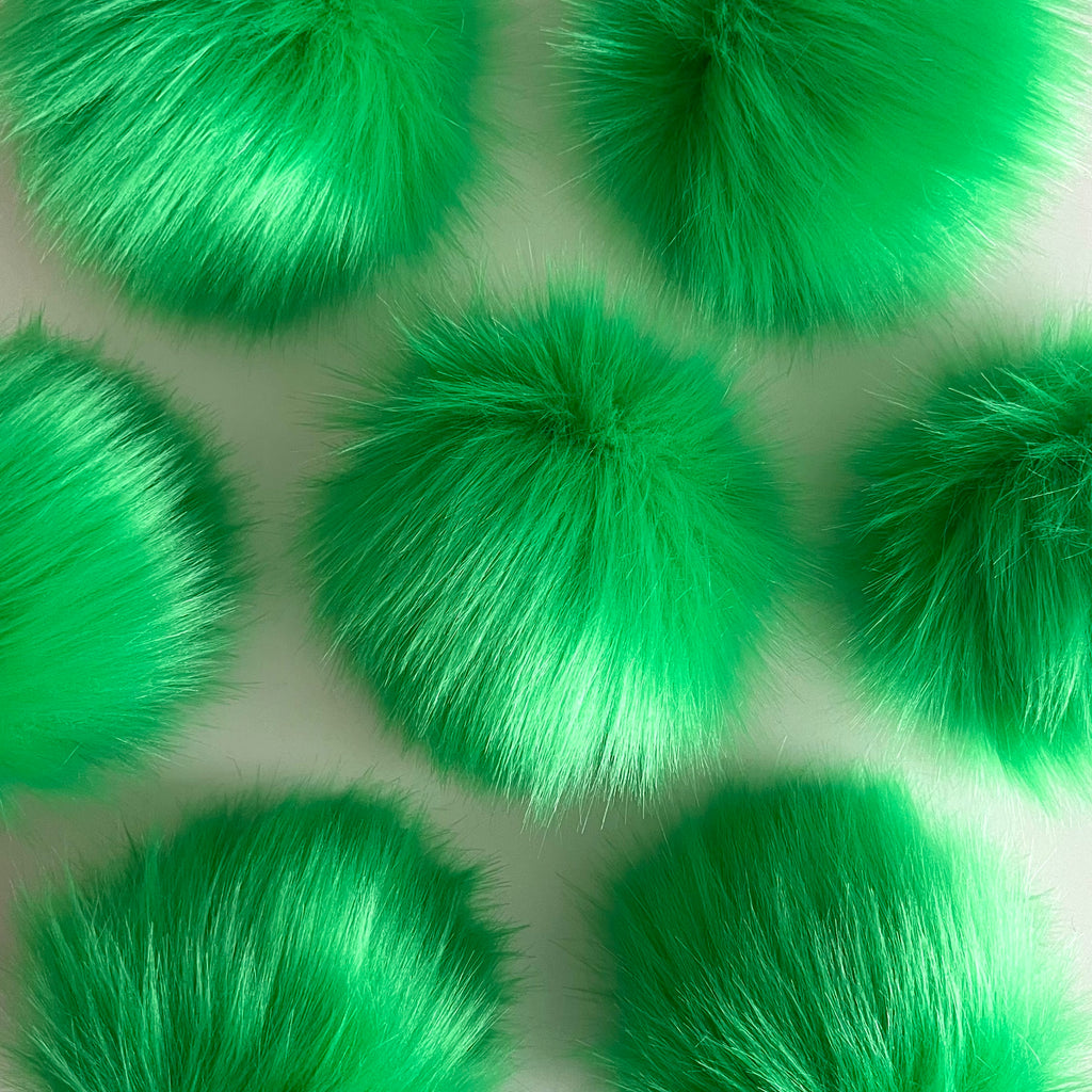 GREEN APPLE luxury faux fur pom pom