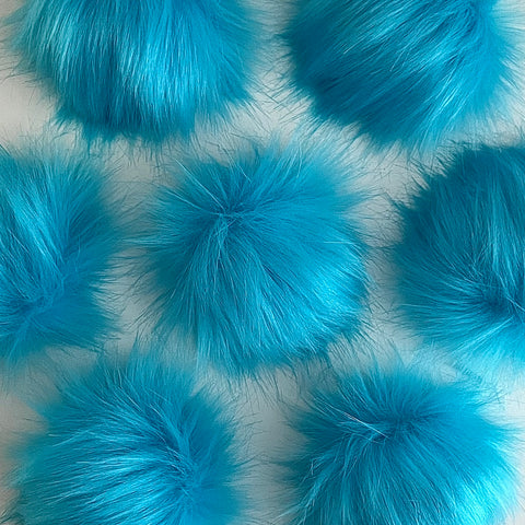 Genuine Envy Blue Fur Pompom With Blue Leather Tassel 